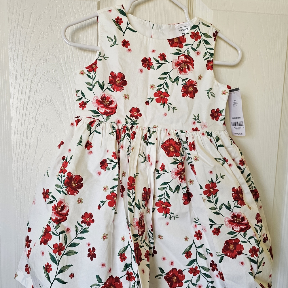 Carter's Floral Holiday Sateen Dress 12M